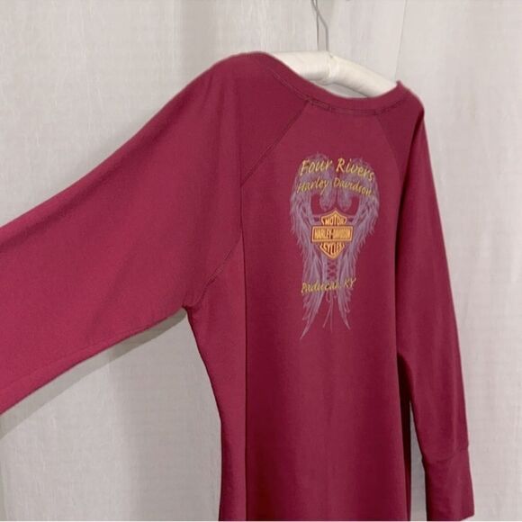 Harley Davidson XXL Burgundy Gold Blue French Terry Cloth Sweatshirt - Picture 6 of 13